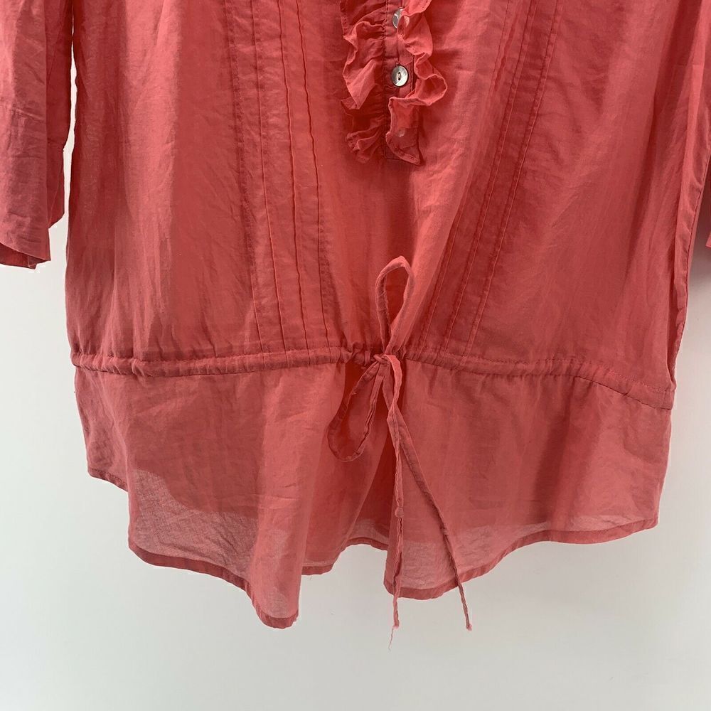 Black Rainn Pink Ruffle Popover Blouse Medium - Picture 6 of 8